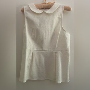 J Crew Sleeveless Ivory Peplum Top. Size 6